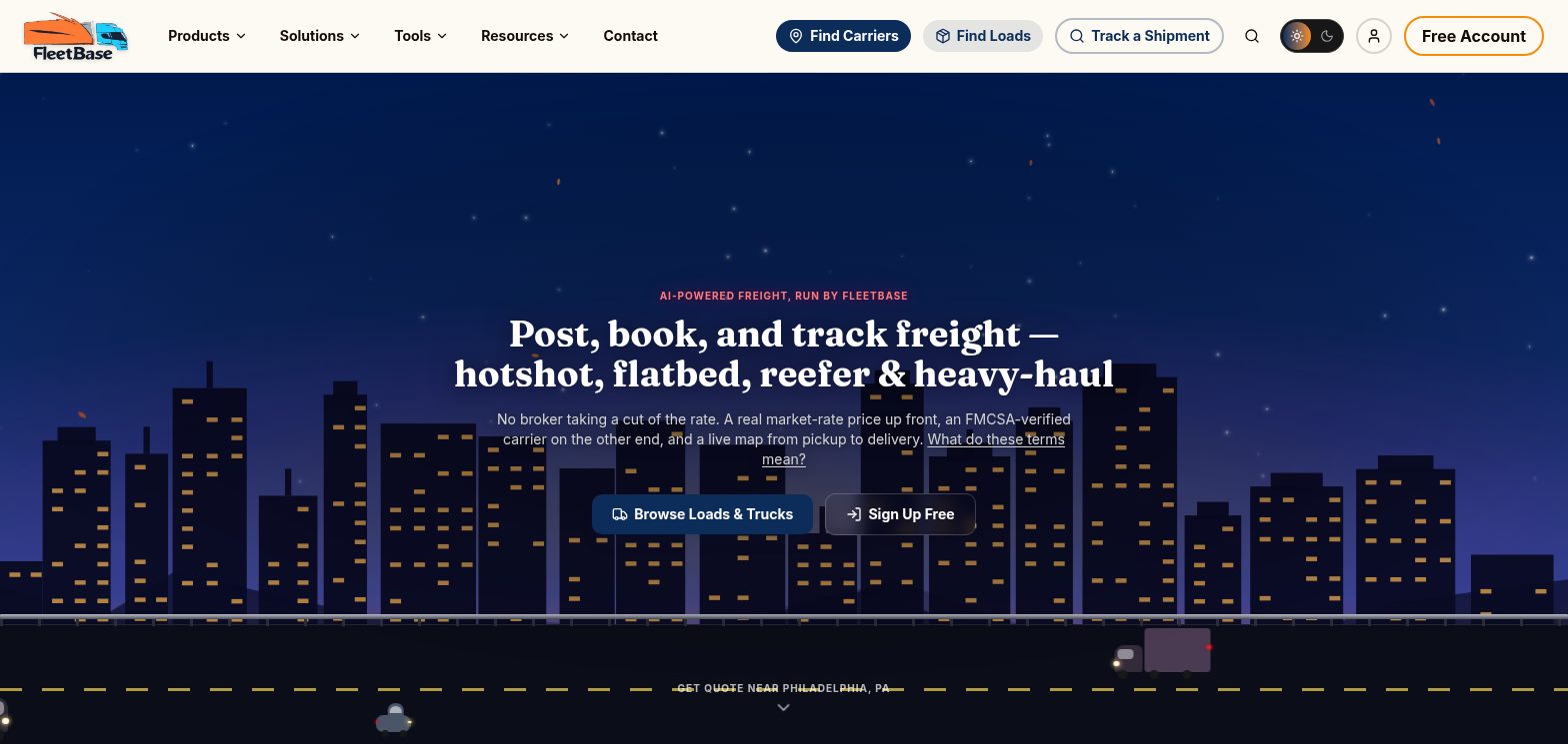 FleetBase homepage hero